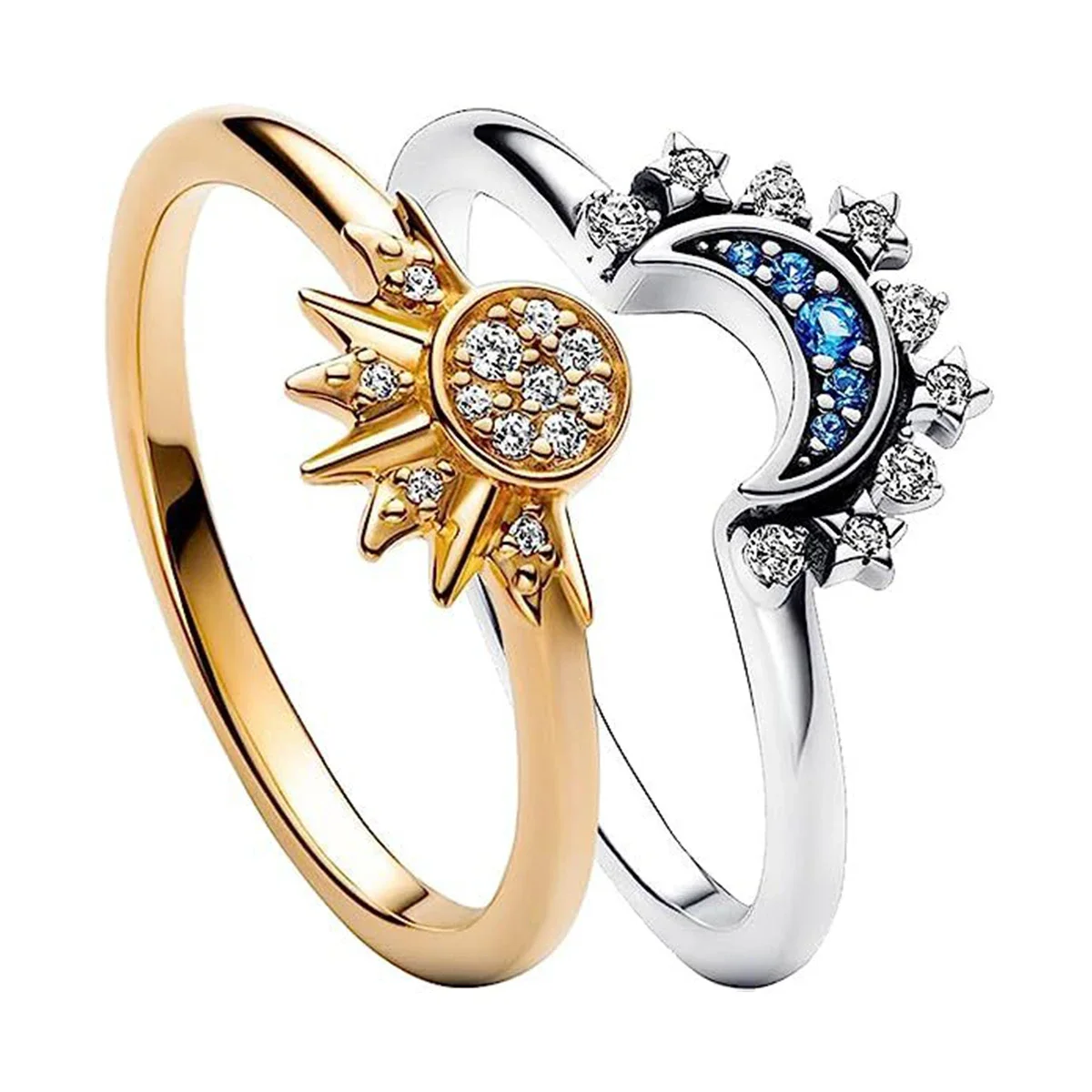 Summer Women Fashion Sun Moon Star Ring Elegant Temperament Sparkling Finger Ring Party Jewelry Accessories Gift Couple's Ring