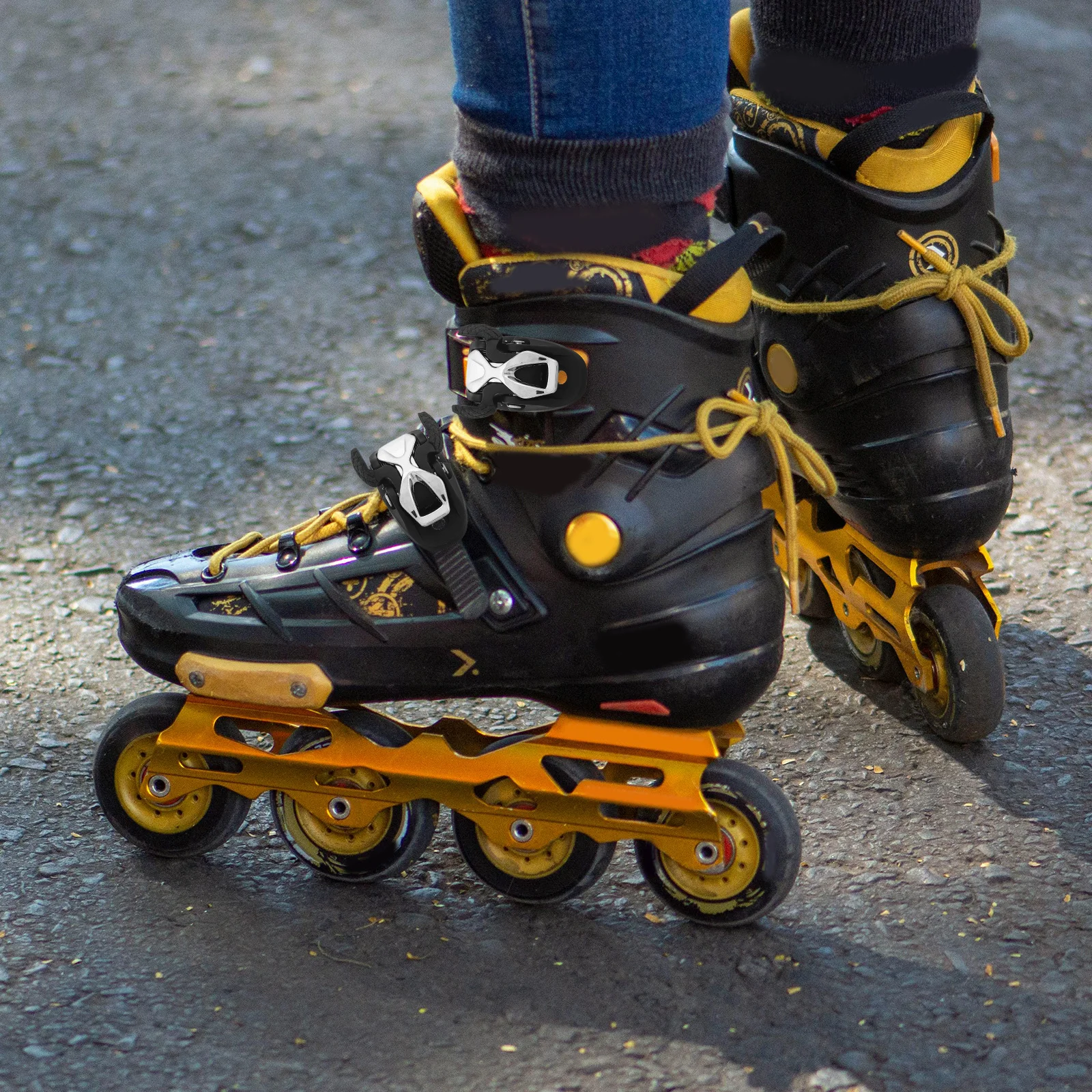 

2 шт. универсальные пряжки для роликовых коньков, запасные части для роликовых коньков, надежная фиксирующая застежка, универсальные пряжки для роликовых коньков