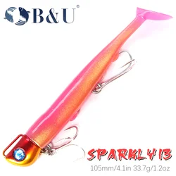 B&U SAND EEL 33G Saltwater Soft Fishing Lure Tail Jig Head Hook Minnow Artificial Bait Sea Bass Swimbait Tackle Gear
