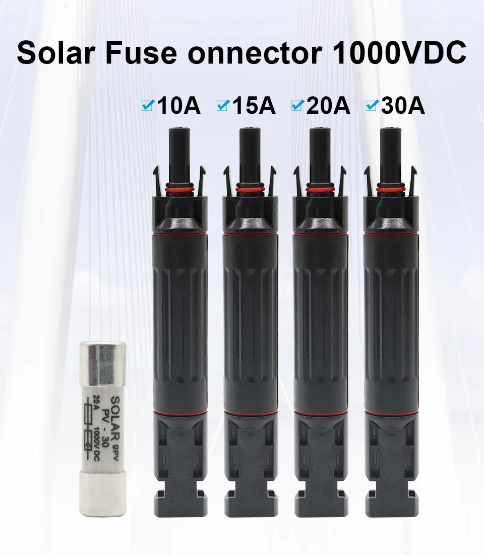 OMCH 1/5/10 Stück Solar-PV-Sicherungsstecker IP67 Wasserdichter Sicherungshalter 1000VDC mit Sicherung 10A/15A/20A/30A für Solarstromsysteme – Detail 3