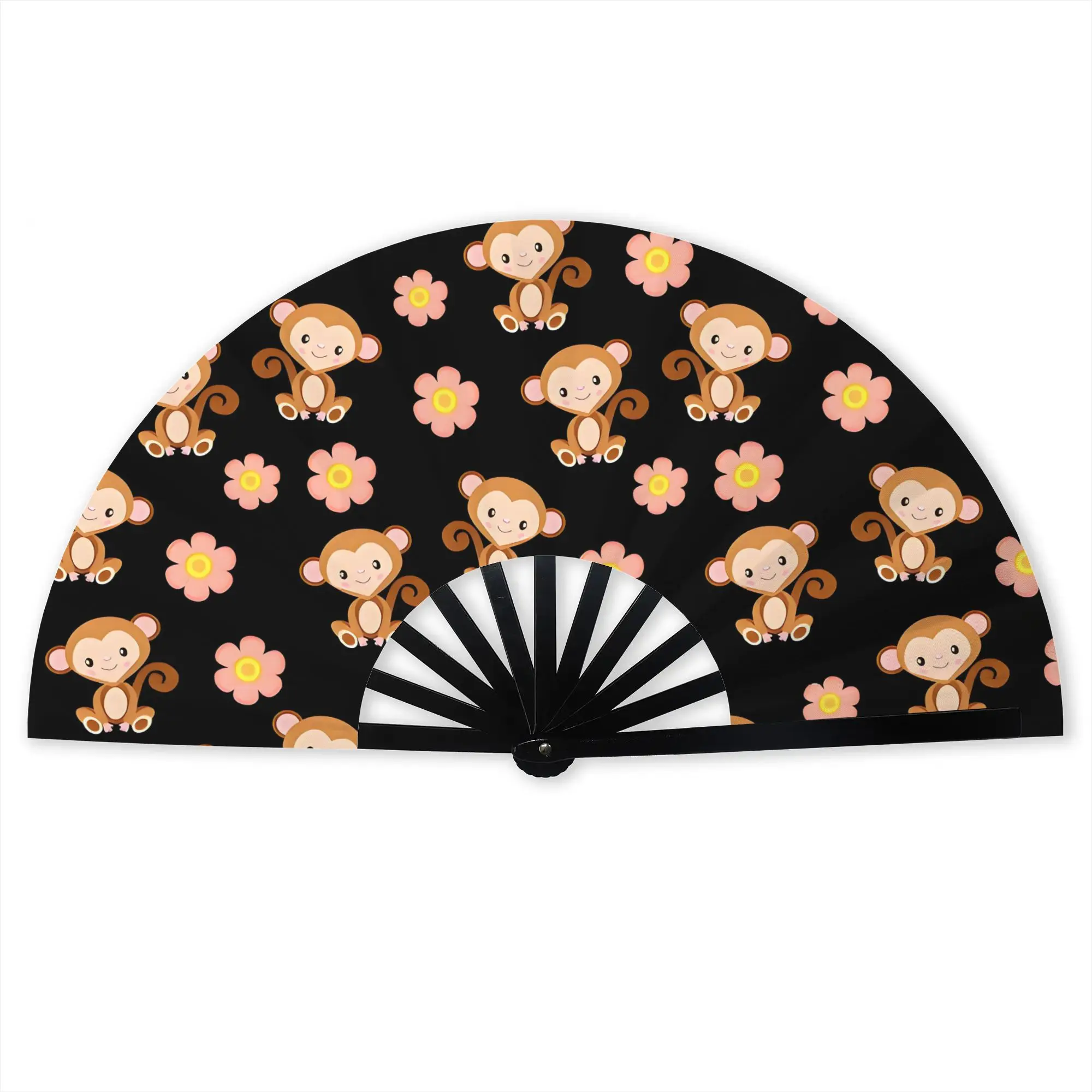 Cartoon Little Monkey Hand Fan Promotional Gift Wedding Floral  Durable Folding Fans Unique Bulk Pack Fan