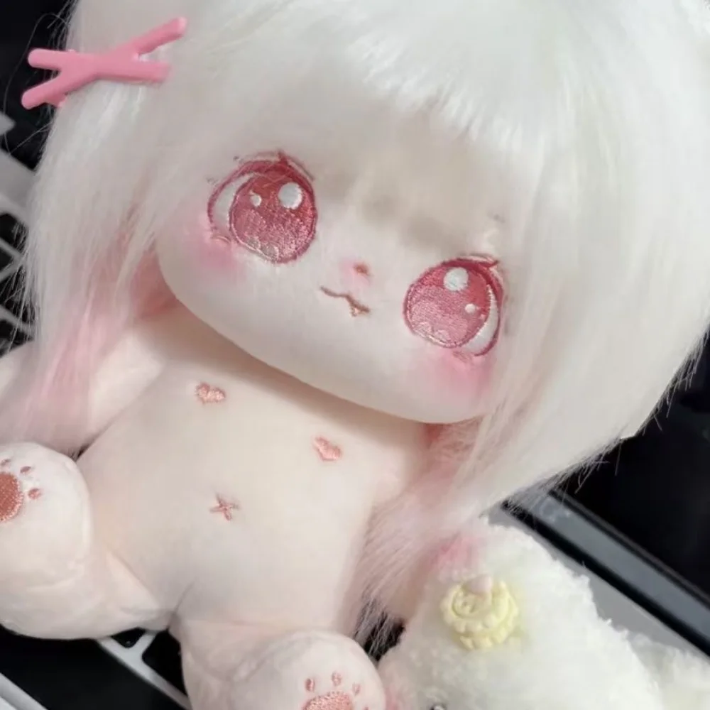 A 20cm-sized cotton doll with highlighted hair design, a female plush toy. Does not include clothes. view 3