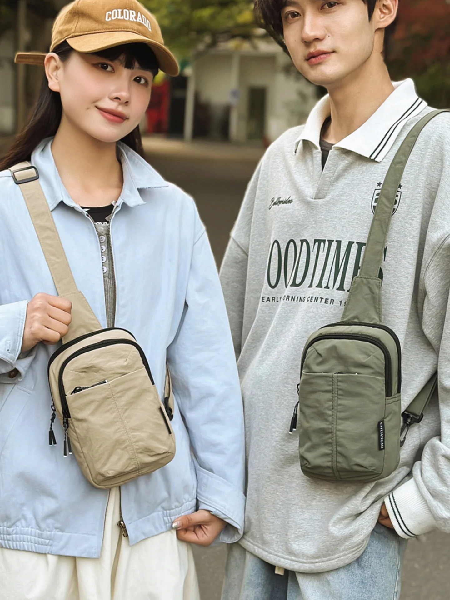  Outdoor Sports Unisex Crossbody Bag Fashionable Mobile Phone Bag Single Shoulder Bag Casual Zipper Closure Nylon Material