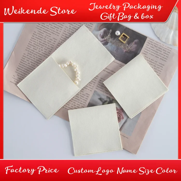 

Beige Gift Packaging Pouch Suede Jewelry Bag Microfiber Envelope Jewelry Earrings Rings Necklace Organizer Pouch Small Business