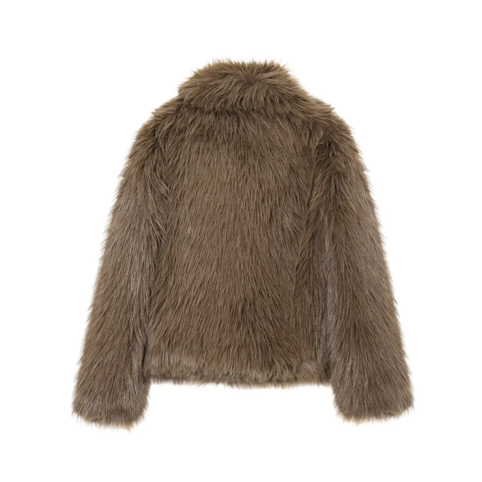 KONDALA Vintage Chic Brown Women Fur Coats Long Sleeve Turn Down Collar Overszied Jackets Fashion 2026 Thick Warm Spring Outwear