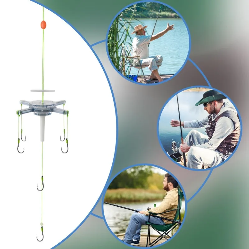 High Carbon Steel Explosion 6 Hooks Fishing Lure Bait Silver Carp Trap Feeder Cage Sharp Fishing Hook with Line Pressing Board - view 5