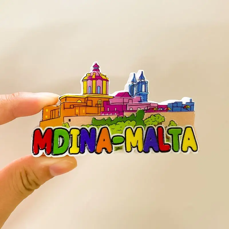 

Mdina Malta Fridge Magnet, Featuring Historic Buildings Like Colorful Domes & Towers, Cute Home Decor for Room Decoration
