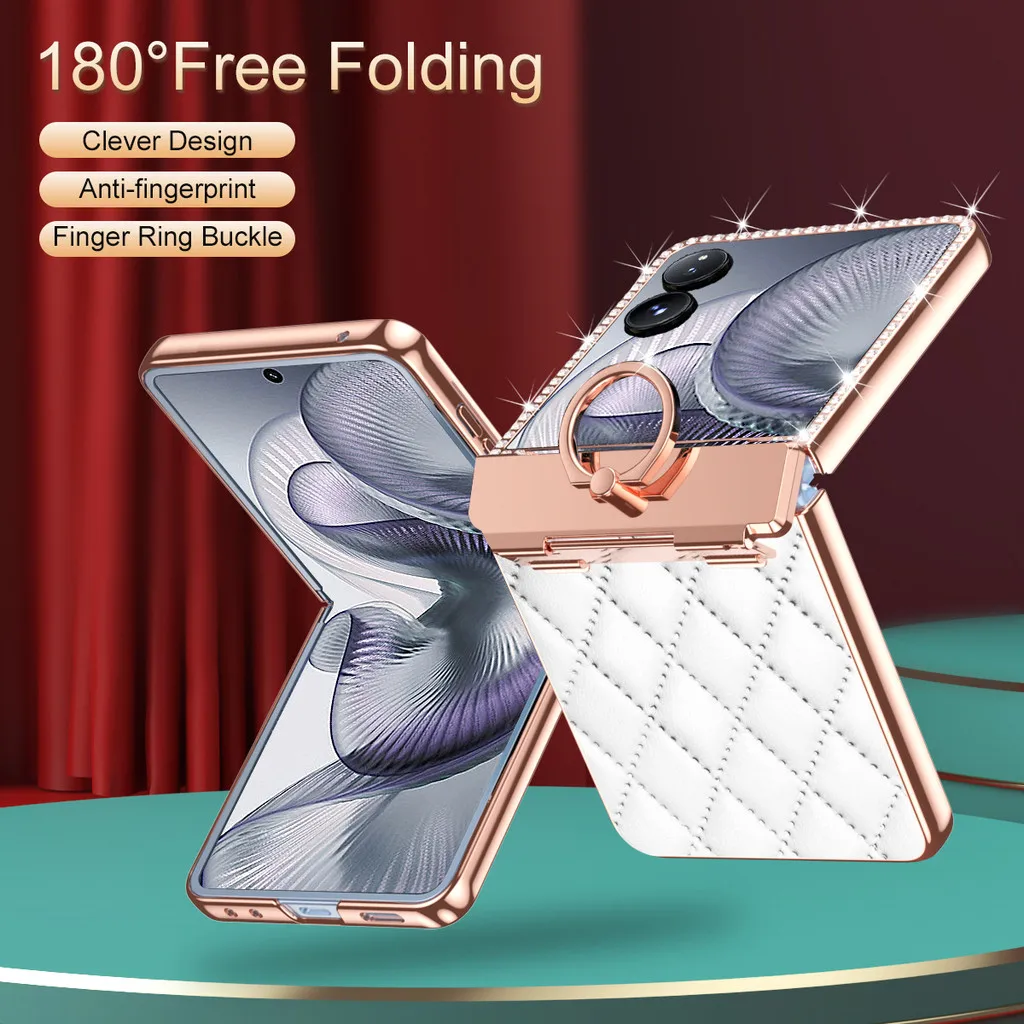 

Роскошный кожаный чехол для телефона с бриллиантами для Xiaomi Mix Flip 2 Flip2 FLIP2 5G, кольцевой держатель, защитный противоударный чехол для телефона