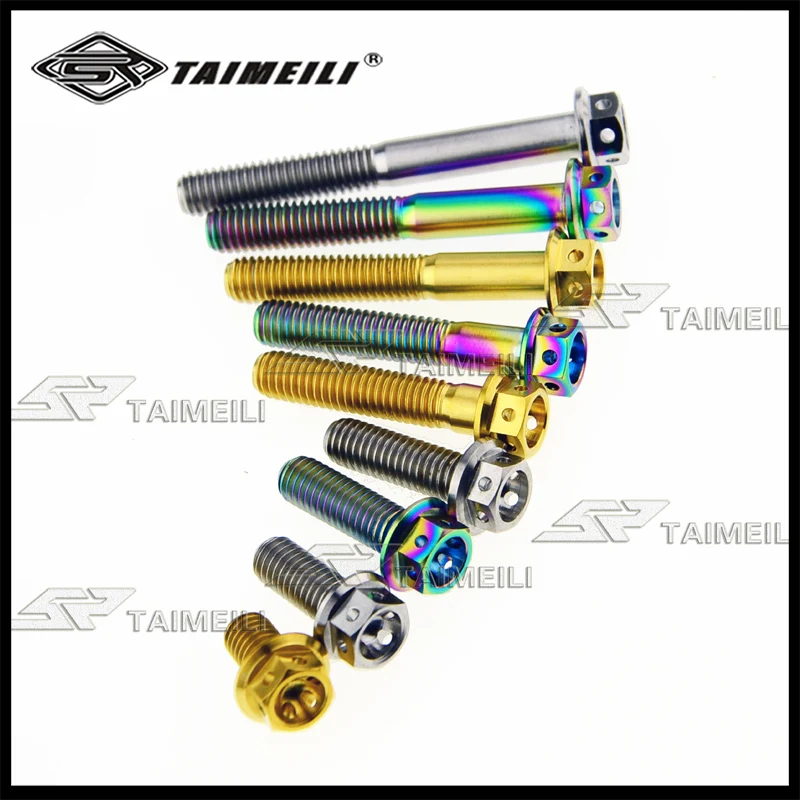 2pcsTitanium screw GR5 flange head screw head with holes M6x10--60mm GR5 material motorcycle shell renovation rep 2pcs