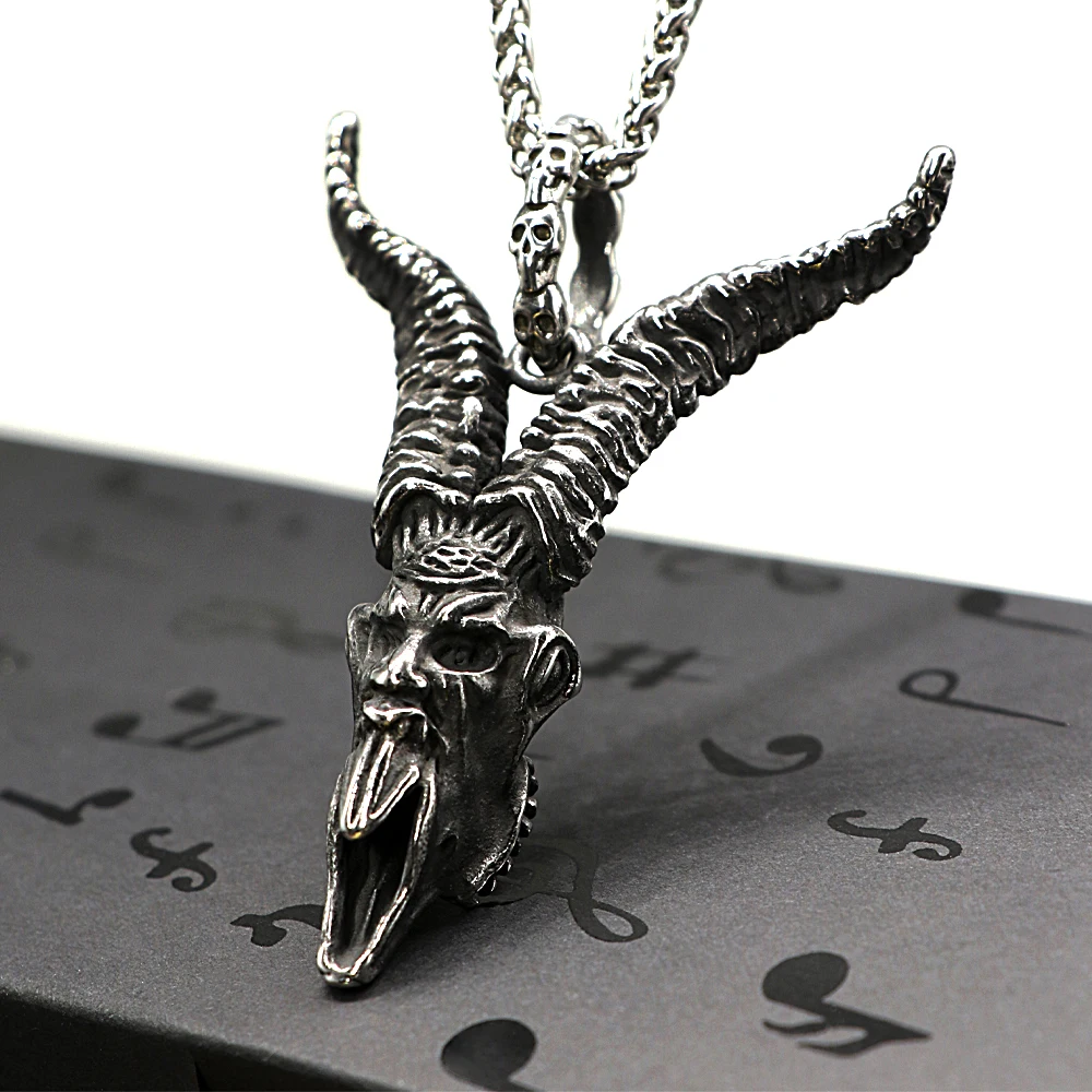 Vintage Stainless Steel Goat Head Necklace For Men Animal Pendant Street Hiphop Style Biker Personality Jewelry Dropshipping image 6