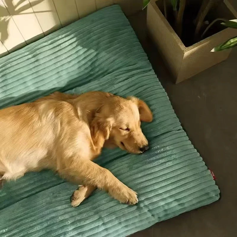 Tempat tidur anjing korduroi lembut musim dingin, alas tidur anjing hangat untuk anjing kecil sedang besar dapat dilepas perlengkapan hewan piaraan tempat tidur anak anjing