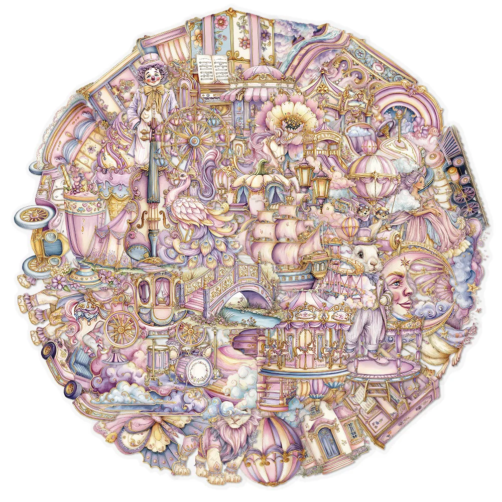 10/30/50PCS Dream Amusement Park PET Transparent Sticker DIY Decoration Waterproof Skateboard Notebook Graffiti Toy