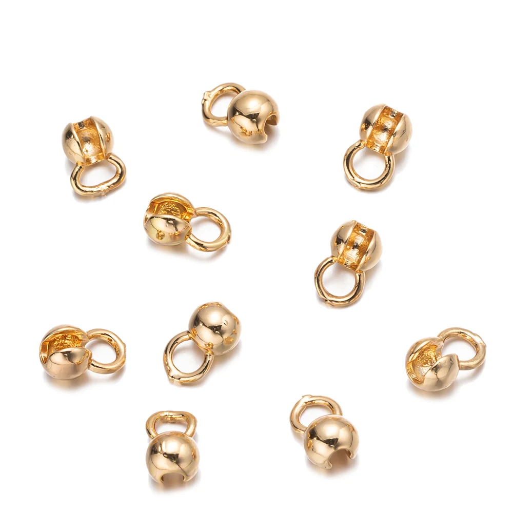 10/20Pcs 18K Gold Clam Shell Bead Tip Ball Chain Crimp End Bead Connector Accessories For DIY Necklace Bracelets Jewelry Making
