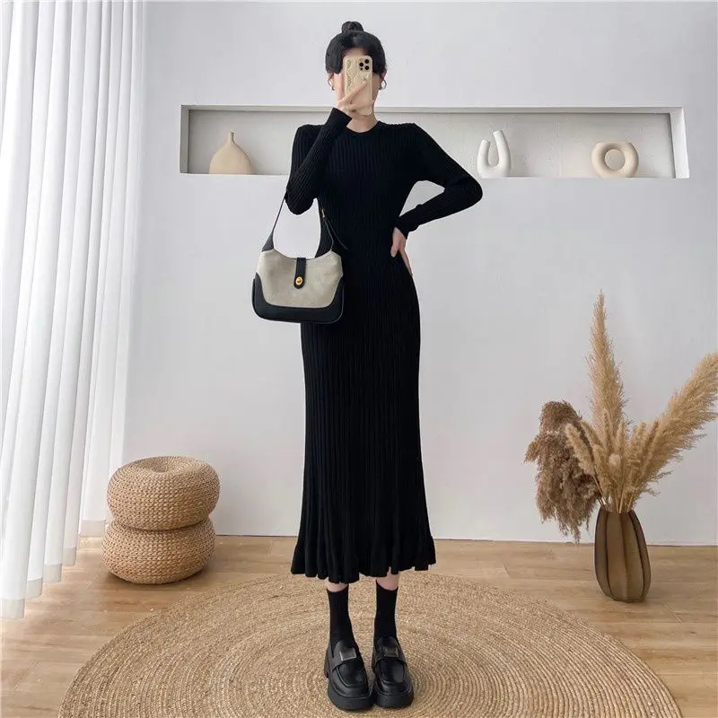 Sukienka damska z dzianiny w stylu koreańskim, obcisła, z efektem rybiego ogona, sukienki szydełkowe dla kobiet, tanie, codzienne, luźne, eleganckie i urocze.