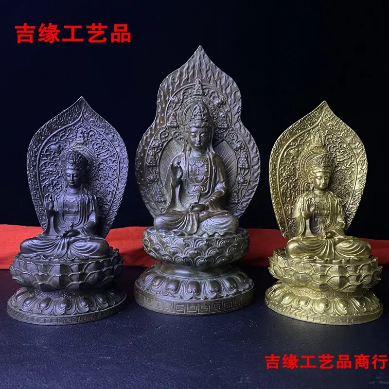 

Antique Alloy Buddha Statue Collection Backlight Avalokitesvara Ornaments Retro Furnishings Table Decoration Avalokitesvara Furn