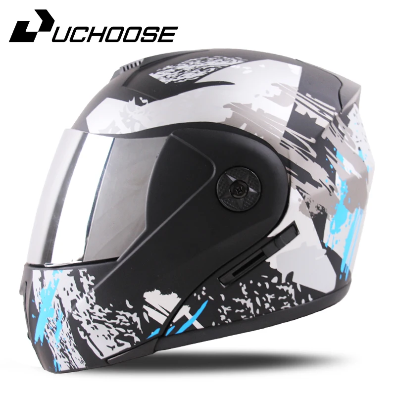 

2024 Unisex Racing Motobiker Flip Up Helmets Modular Dual Lens Motorcycle Helmet Full Face Safe Helmet Men Adult Women