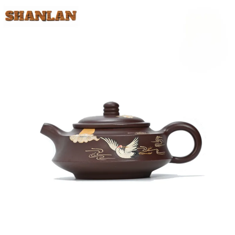 

300 мл Исин Фиолетовые глиняные чайники Ручной работы Кран с красной короной Горшок из необработанной руды Фиолетовый грязевой чайник с фильтром Чайный сервиз Zisha Кафе Ремесло