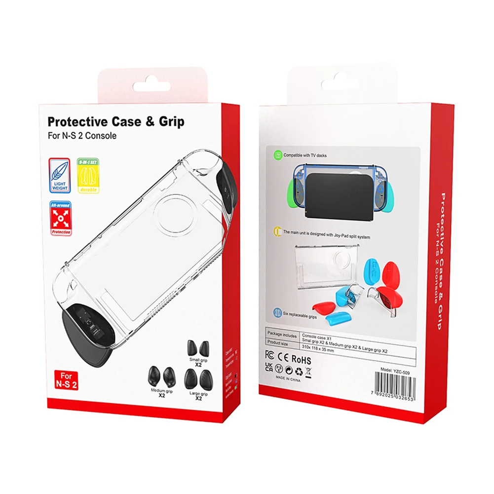 Para switch 2 cristal protetor caso duro capa anti-risco pc capa dura destacável caso do console de jogo com apertos