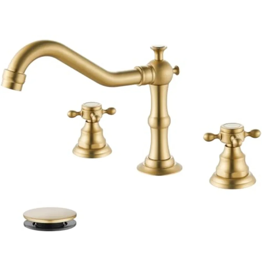 

3 Hole Widespread Bathroom Sink Faucet Double Cross Handle Mixer Tap Faucet for Bathroom Sink Vanity Faucet Deck Mount Basin Ho