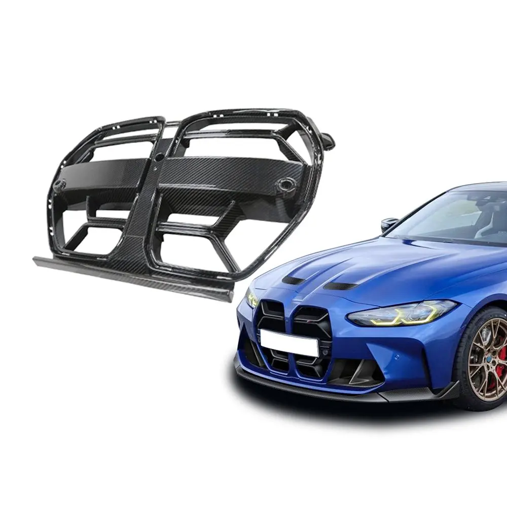 

For BMW M3 M4 G82 G80 Automotive Bumper Grid Glossy Black Dry Carbon Fiber Grilles Decoration CSL Style Auto Accessories