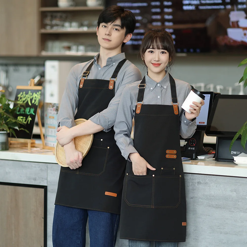 

Customizable Canvas Apron With Waterproof And Oilresistant Features For Kitchen Restaurant Barista Workwear Unisex Design