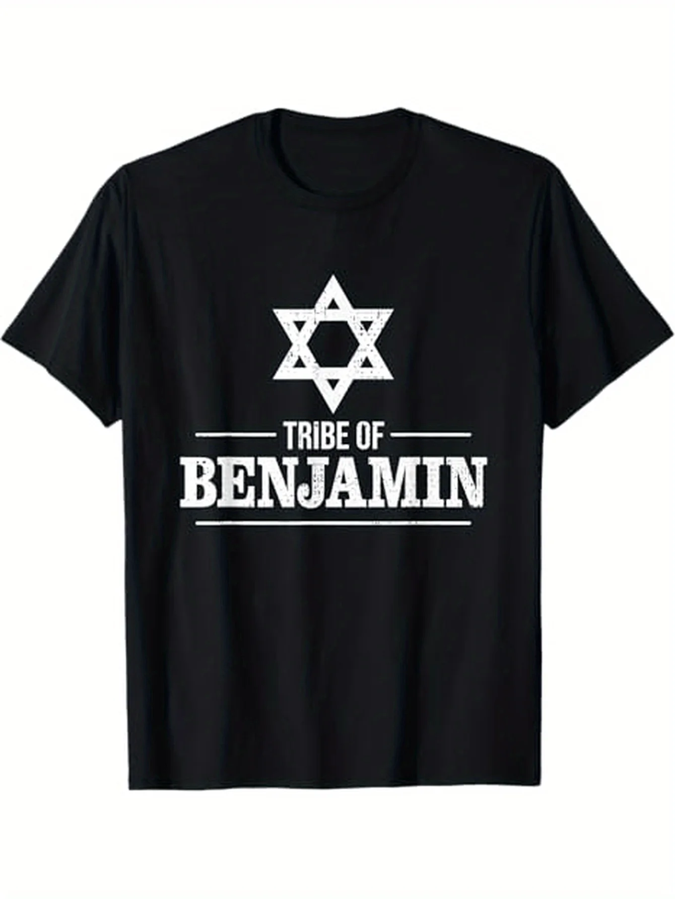 Men's T-Shirt Featuring The Tribe of Benjamin The Twelve Tribes in The Biblical History of Israel Black