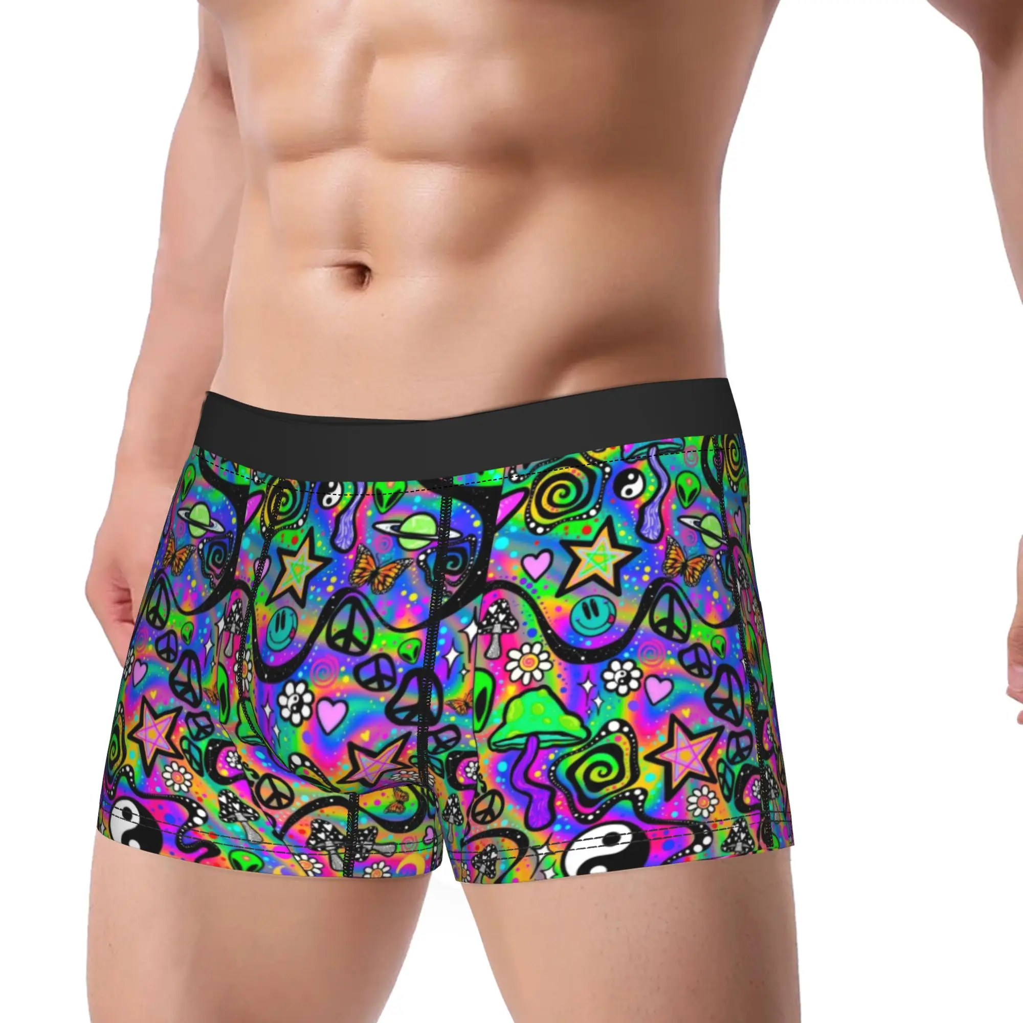 Trippy Graffiti Chaos Color Art Underwear  Novelty Underpants Pattern Shorts Briefs For Males 3D Pouch Large Size Boxer Shorts