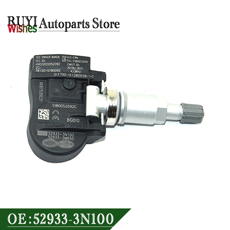 1PCS High Quality TPMS Tire Pressure Sensor 433 MHz 52933-3N100 52933-2M650 52933-B1100 For Hyundai Verna Kia Ceed 529333N100