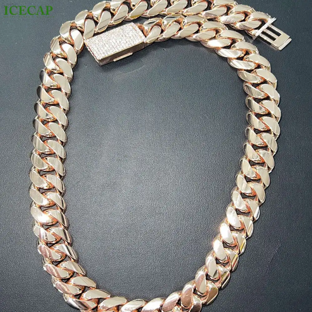 

18k Gold Plated Cuban Link Chain Silver Color Cuban Chain Necklace Jewelry Vvs Moissanite Diamond 925 Cuban Necklace for Men