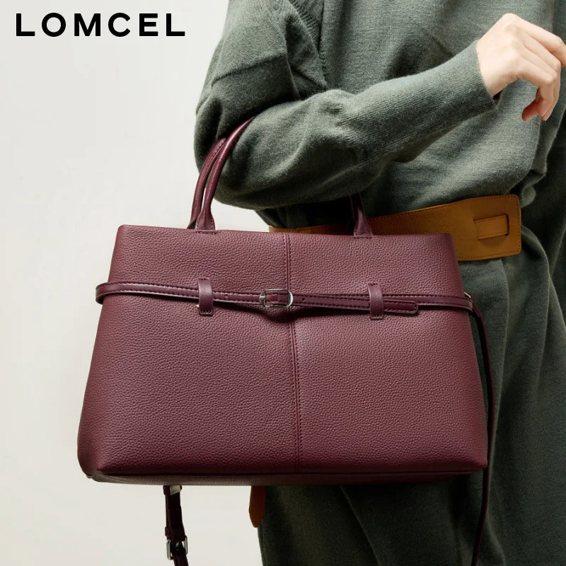 LOMCEL 39 Premium leather handbag for women, new style for spring and summer, large capacity, for daily commuting, platinum
