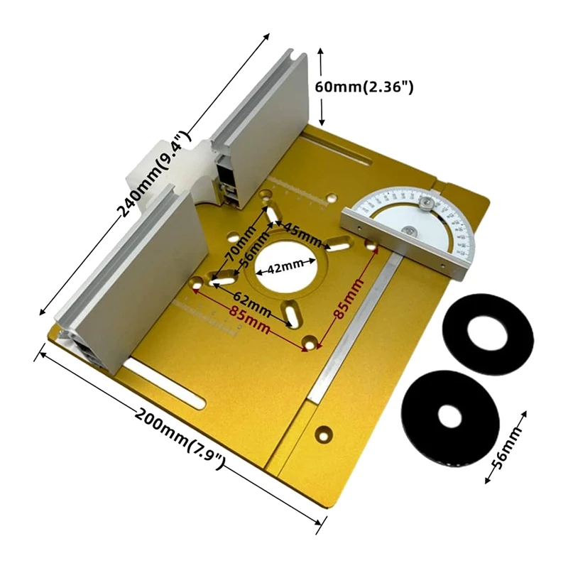 Hot Router Table Insert Plate Aluminum Alloy Wood Milling Flip Board Trimming Machine Engraving Auxiliary Tool