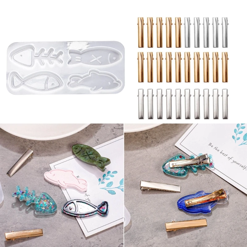 Silicone Resin Mold Hair Clip Moulds Silicone Casting Tools for Hair Barrette R3MC