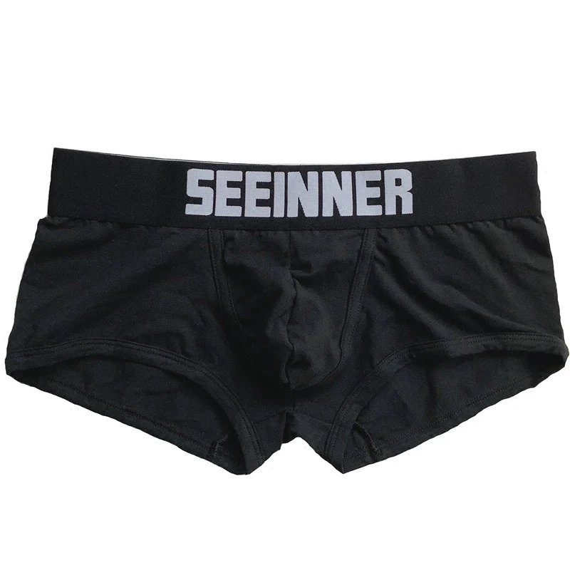 Tide menโs underwear cotton low waist sexy boyshort youth solid color comfortable sports boxers white underwear.