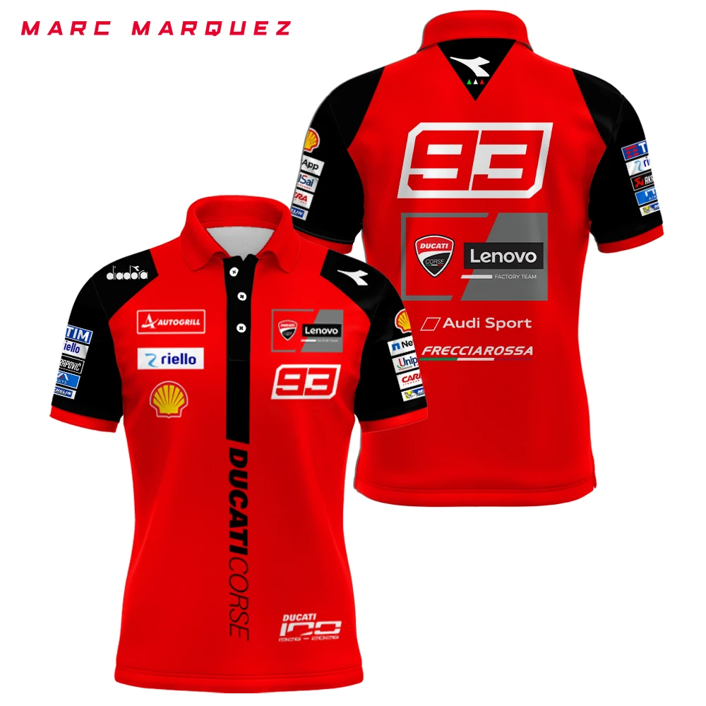 2026 New Marc Marquez 93 Racing Team Polo Shirt Men's Motorcycle GP Replica Quick Dry Breathable Casual Plus Size Polos 6XL