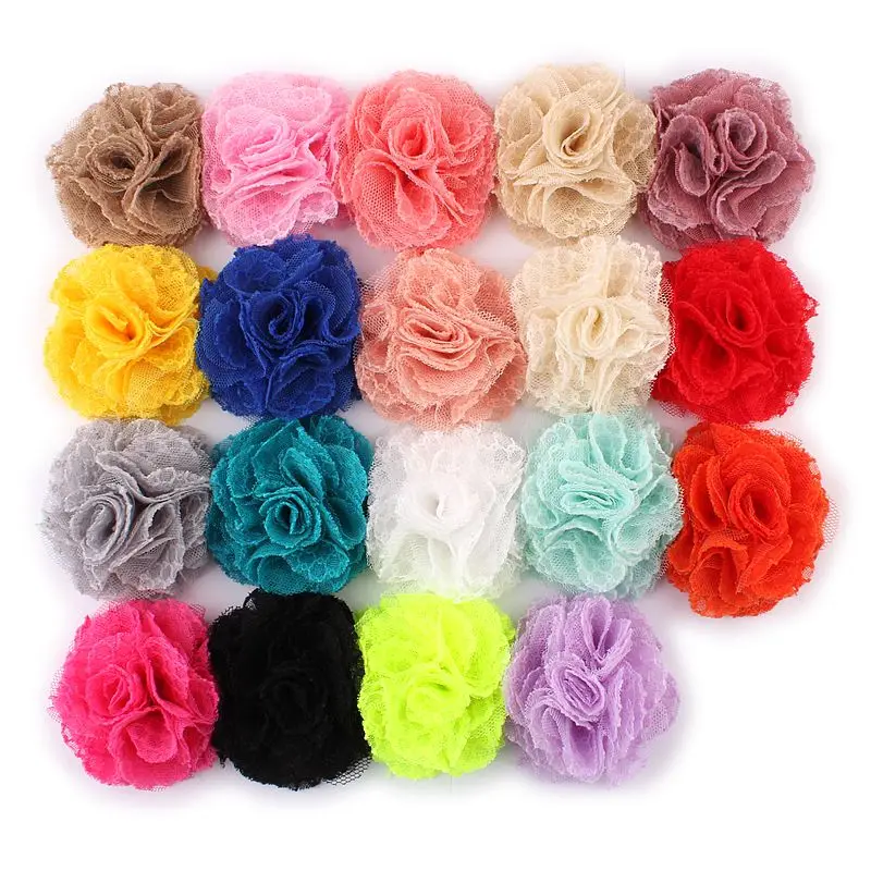 

20pcs/lot 7cm 19 Colors Newborn Chic Shabby Wool Mesh Flowers For Kids Hair Accessories Artificial Fabric Flowers For Headbands