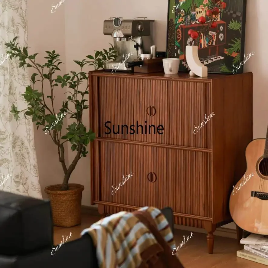 YNordic second-hand solid wood dining side, wooden roller blinds, sliding doors, sideboard storage