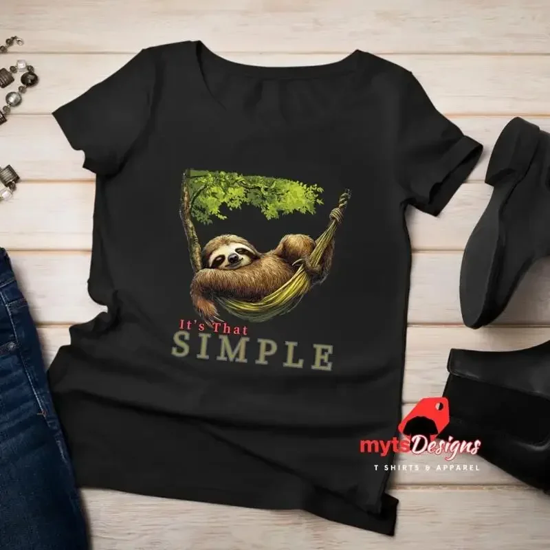 Lazy Sloth in Hammock T Shirt Relaxing Sleepy Lovers