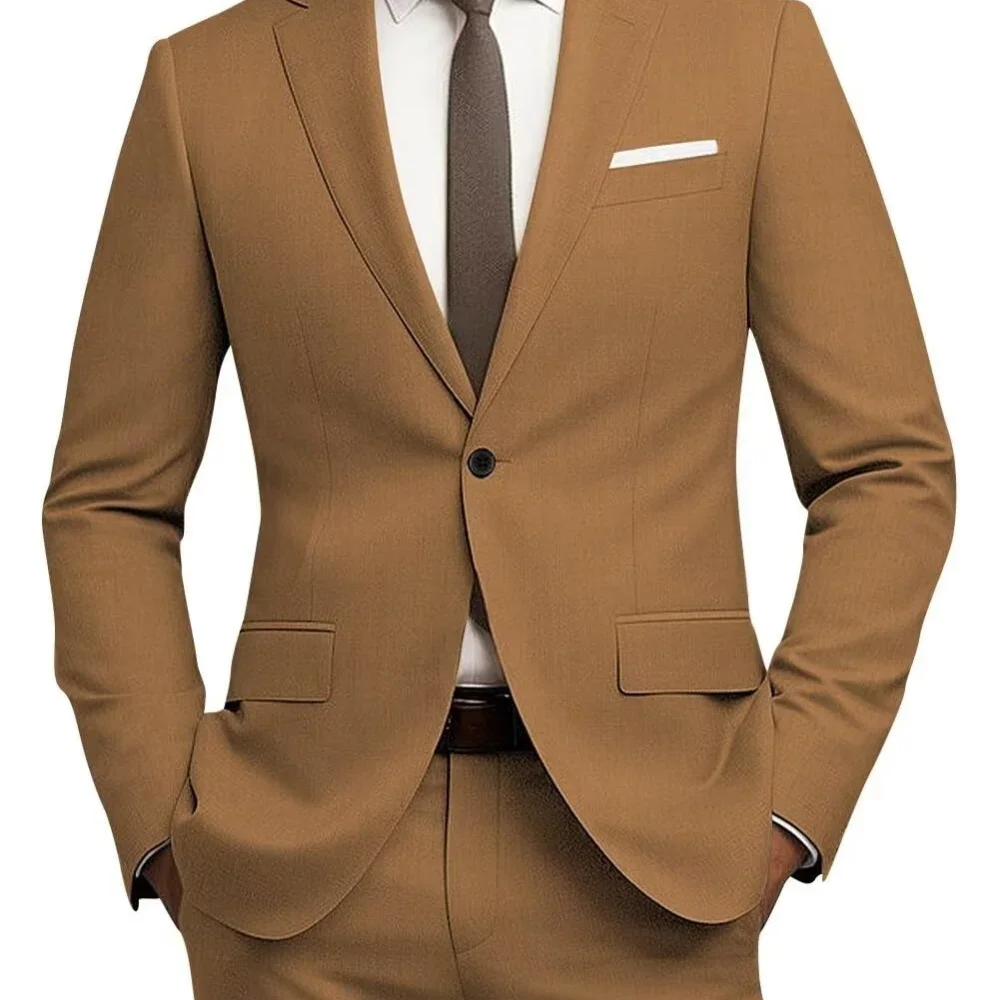 

2025 модный мужской приталенный деловой костюм на пуговицах, профессиональный рабочий формальный комплект из двух предметов, брюки в комплекте XS-6XL