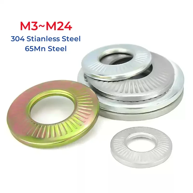 

304 Stianless Steel 65Mn Steel Disc Spring Serrated Lock Washer M3M4 M5 M6 M8 M10 M12 M14 M16 M18 M20 M24 Knurled Elastic Gasket