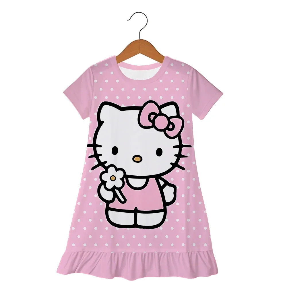 

Summer Hello Kitty 3-6 Years Fashion Casual Skirt Pajamas Girls Dress Kids