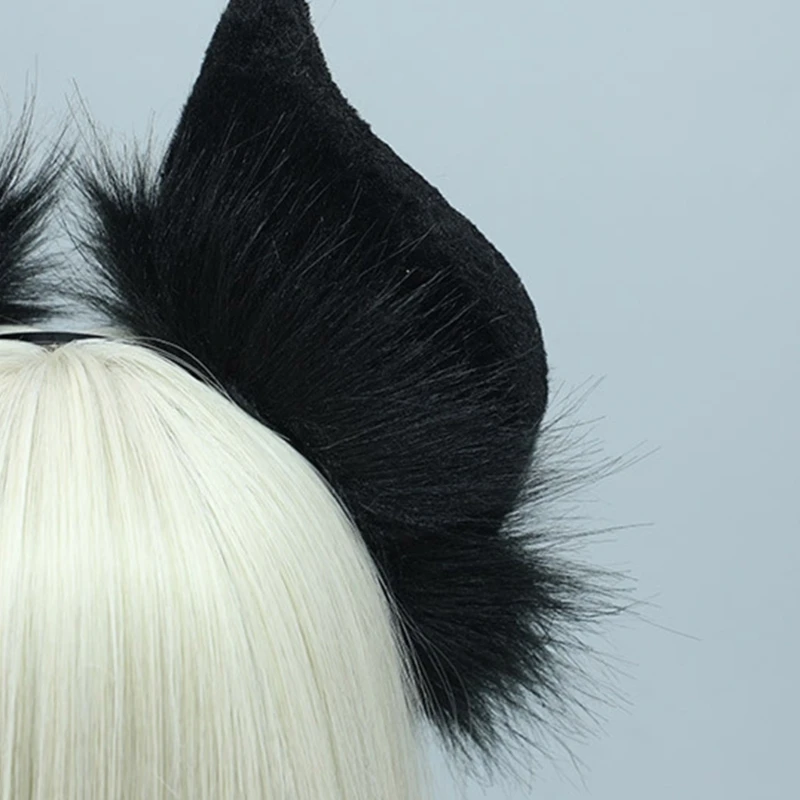 Fauxs Furry Cats Ear Headbands Animes Fauxs Furs Bat Ear Headbands Halloween Cosplays Costume Animal Furry Ears Hair Hoop image 2