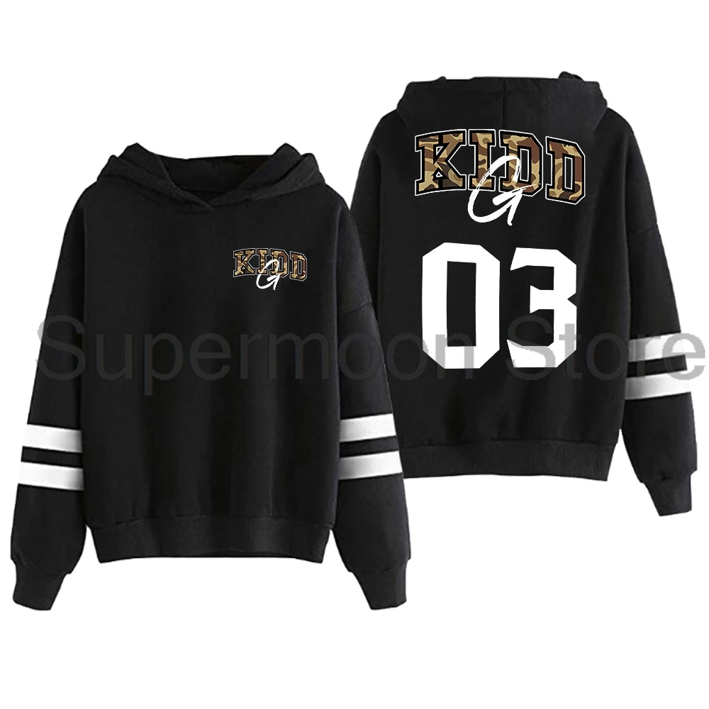 Kidd G KG هوديي 2025 جولة حول العالم بدون جيوب قضبان متوازية كم ملابس الشارع الشهير النساء الرجال قمصان سويت شيرت بقلنسوة