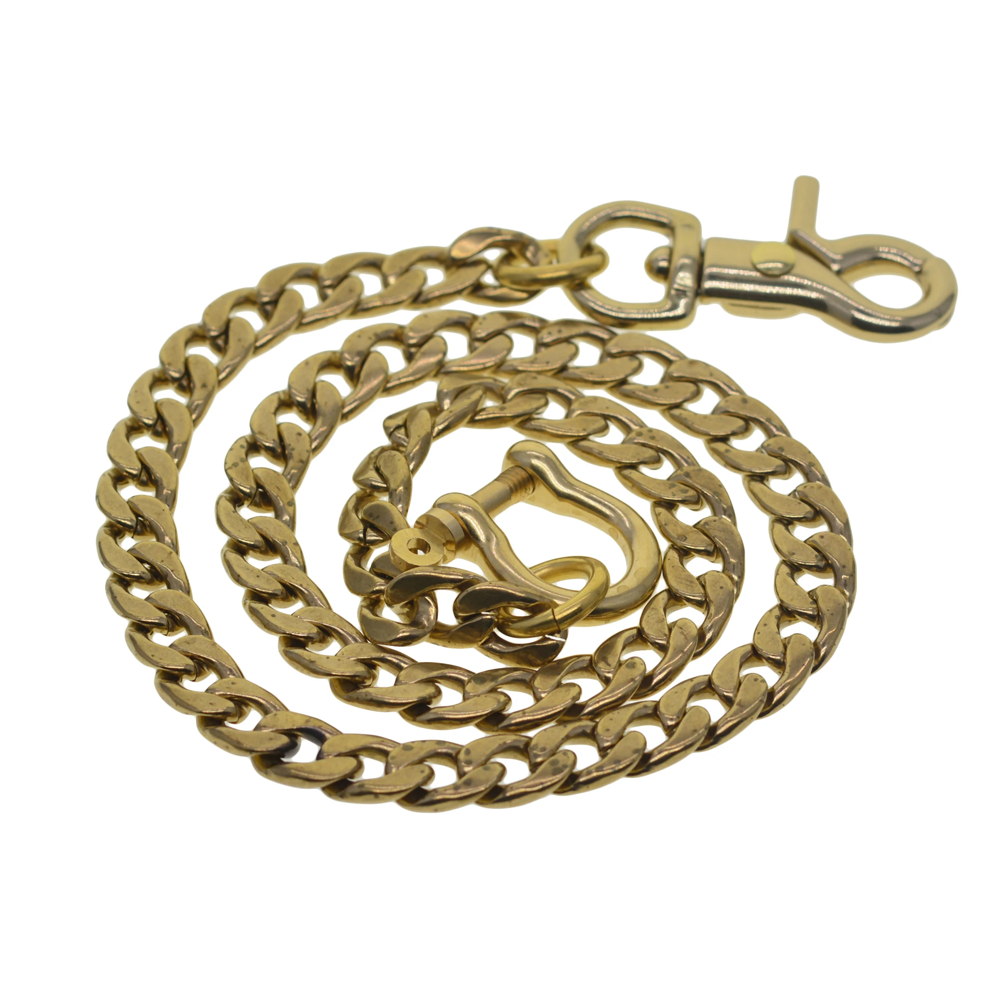 Fine brass wallet jean trousers motor keychians Italian 9mm NK Figaro curl flat cuban link chain Lobster claw hook Shackle