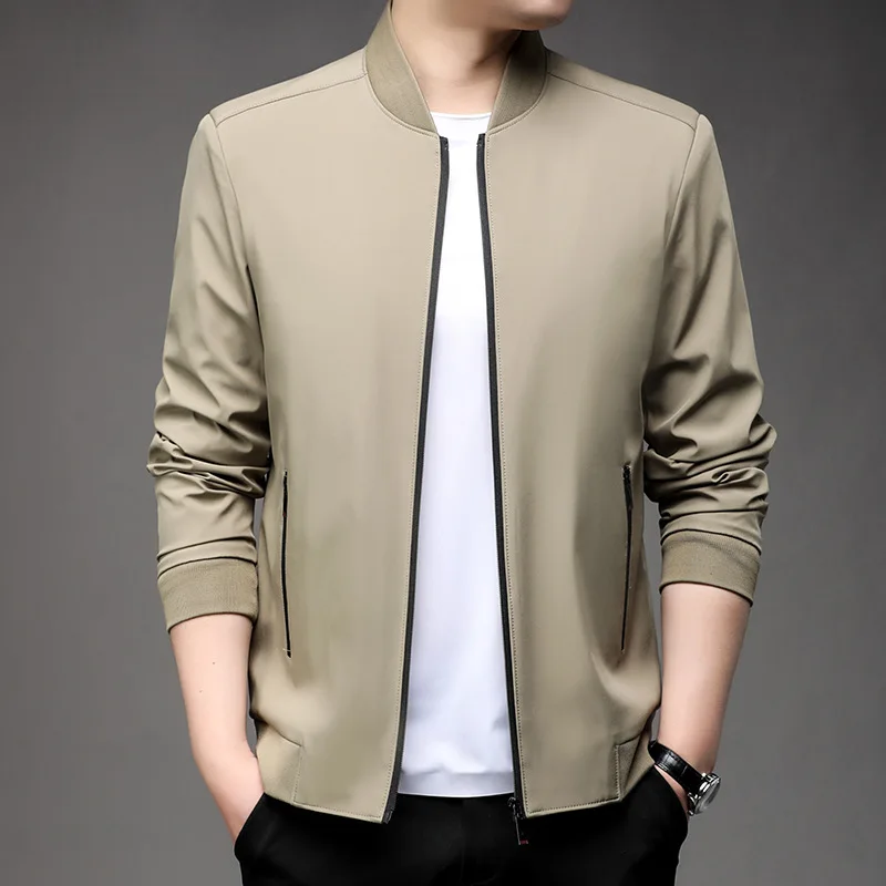 

Spring Autumn High Quality Jackets Men Fashion Baseball Collar Smart Casual Jacket Coat Man Slim Fit Solid Color Outerwear Man