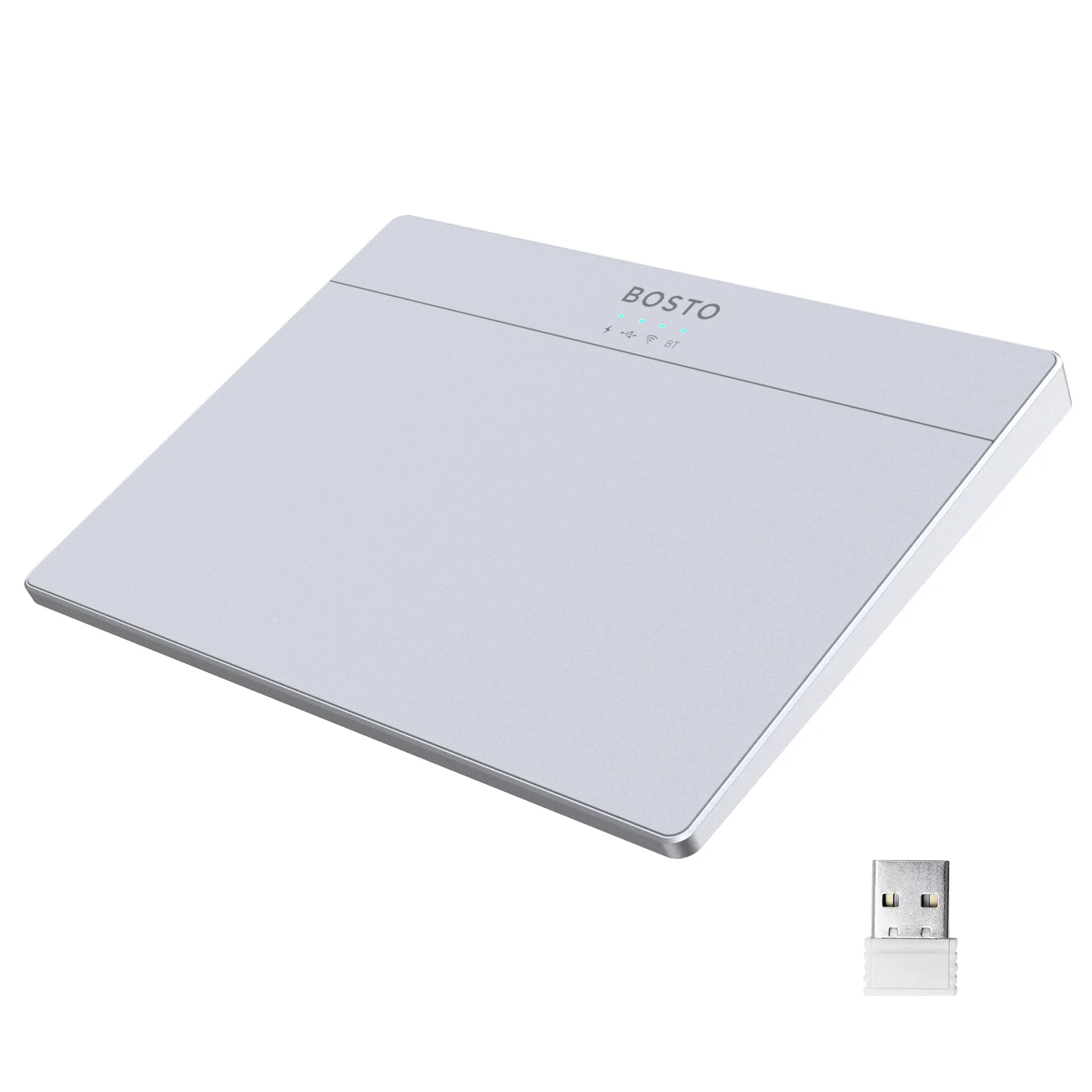 【New】BOSTO T02 Wired and Wireless Touchpad 2.4G &BT & USB Ultra Slim Tempered Glass   for Desktop Computer Laptop PC User
