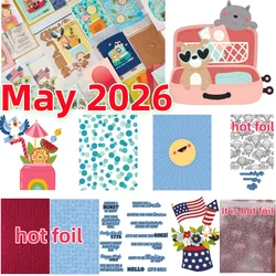 May 2026 Drinks Sunshine Luggage Box Metal Cutting Dies Clear Stamps Stencil Hot Foil for DIY Gift Card Scrapbook Craft Summer
