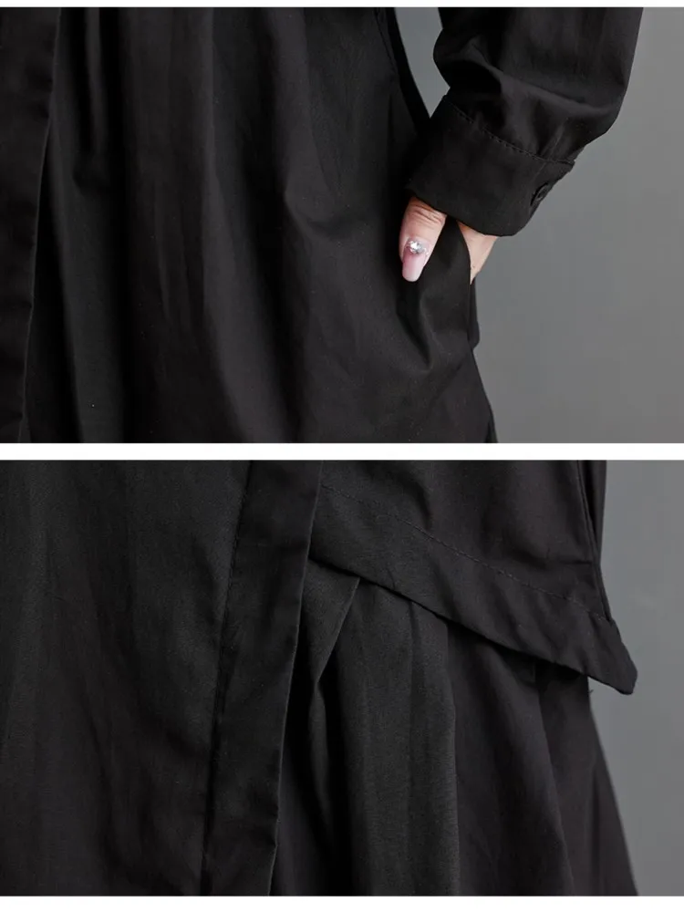 Oversized Spring Long Shirts Dress Women Korean Style Loose Ruffle Pleated Fashion Casual Ladies Dresses Long Sleeve Woman Dress