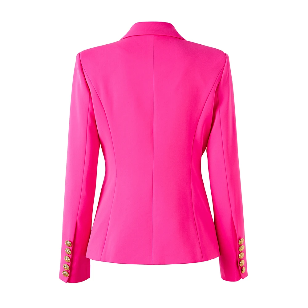 Bright Color Spring Autumn Women Hot Pink Slim Chic Fashion Street Lady Quality Blazer Outer Wear Jackets