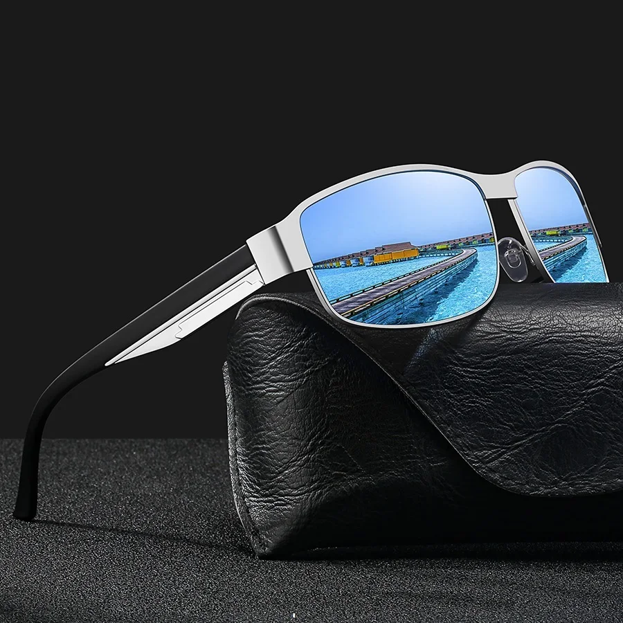 Modische Vintage Quadratische Sonnenbrille für Männer und Frauen, Angeln und Autofahren, Luxus-Marken-Designer Sonnenbrillen