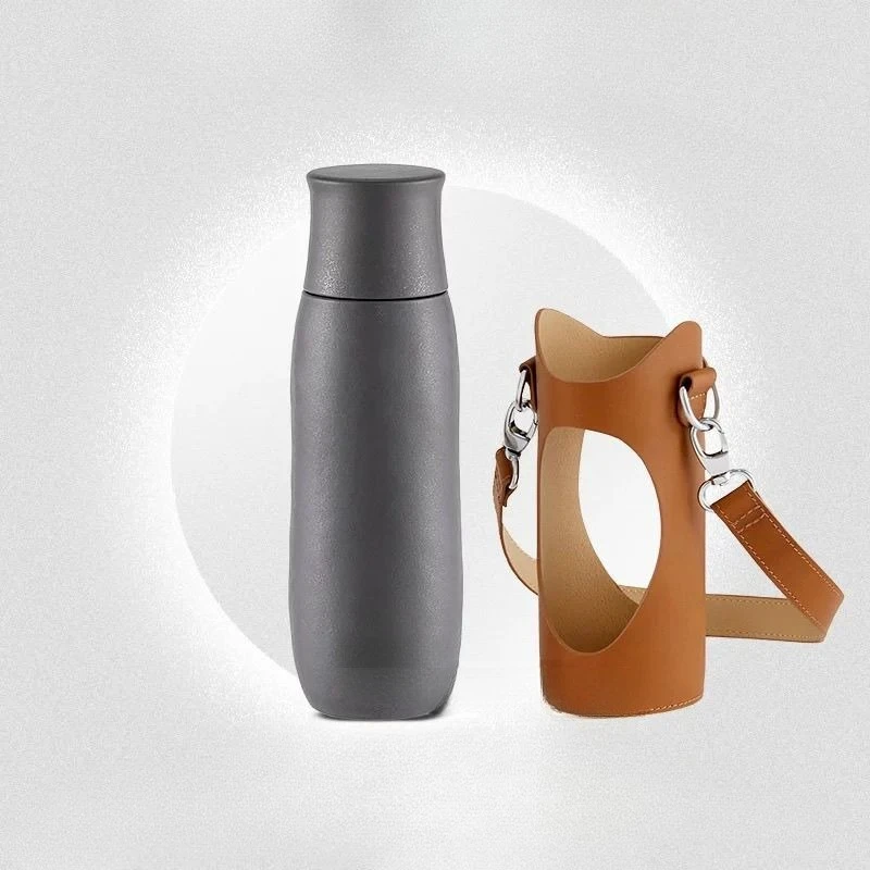 Pure titanium stewed teacup, double-layer high-grade stewed thermos cup, tea separation and health, titanium water cup 390ML